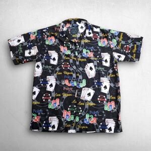 Pacific & Co Las Vegas Poker Casino Print Shirt Mens S Black Short Sleeve Vegas